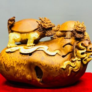 Đôi Long Quy Đứng Bao Tiền Gỗ Nu Ngọc Am