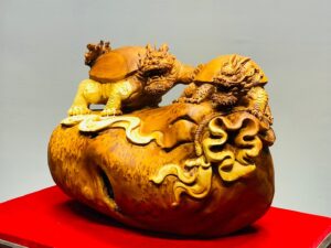 Đôi Long Quy Đứng Bao Tiền Gỗ Nu Ngọc Am