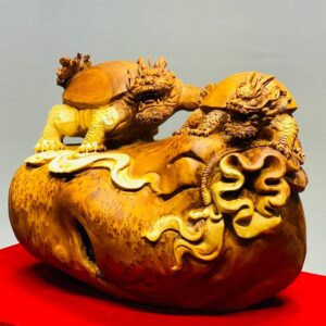 Đôi Long Quy Đứng Bao Tiền Gỗ Nu Ngọc Am