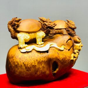 Đôi Long Quy Đứng Bao Tiền Gỗ Nu Ngọc Am