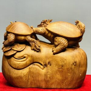 Đôi Long Quy Đứng Bao Tiền Gỗ Nu Ngọc Am