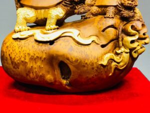 Đôi Long Quy Đứng Bao Tiền Gỗ Nu Ngọc Am