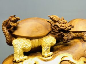 Đôi Long Quy Đứng Bao Tiền Gỗ Nu Ngọc Am