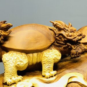 Đôi Long Quy Đứng Bao Tiền Gỗ Nu Ngọc Am