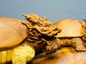 Đôi Long Quy Đứng Bao Tiền Gỗ Nu Ngọc Am