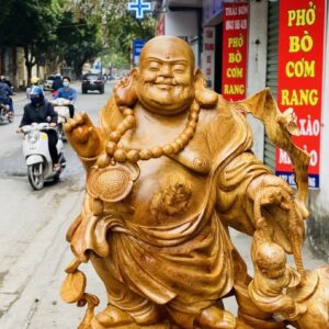 Di Lạc Ngũ Tiểu Đứng Bao Tiền Gỗ Nu Hương