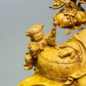 Di Lạc Vác Cành Đào Nhị Tiểu Ngồi Bao Tiền Gỗ Nu Hương