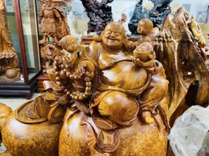 Di Lạc Nhị Tiểu Ngồi Bao Tiền Gỗ Nu Hương