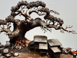 Tiểu Cảnh Làng Quê Gỗ Trắc