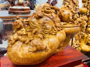 Di Lạc Tam Tiểu Ngồi Bao Tiền Gỗ Nu Hương