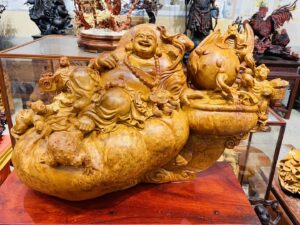 Di Lạc Tam Tiểu Ngồi Bao Tiền Gỗ Nu Hương