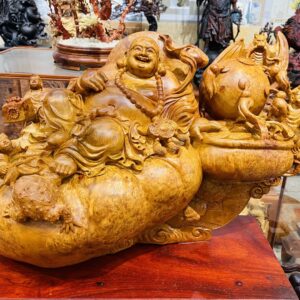 Di Lạc Tam Tiểu Ngồi Bao Tiền Gỗ Nu Hương