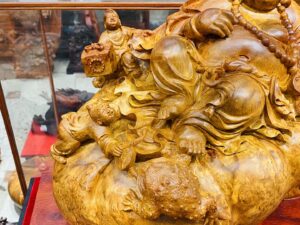 Di Lạc Tam Tiểu Ngồi Bao Tiền Gỗ Nu Hương