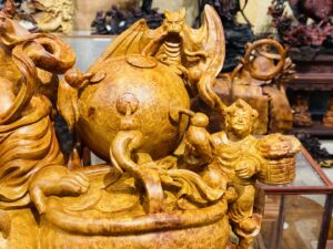 Di Lạc Tam Tiểu Ngồi Bao Tiền Gỗ Nu Hương