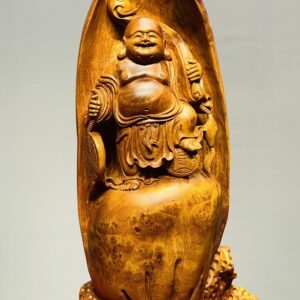 Di Lạc Vác Gậy Như Ý Đứng Bao Tiền Gỗ Nu Hương