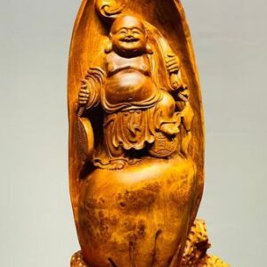 Di Lạc Vác Gậy Như Ý Đứng Bao Tiền Gỗ Nu Hương