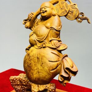 Di Lạc Vác Gậy Như Ý Ngồi Bao Tiền Gỗ Nu Hương