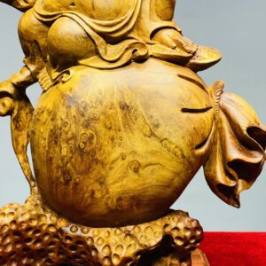 Di Lạc Vác Gậy Như Ý Ngồi Bao Tiền Gỗ Nu Hương