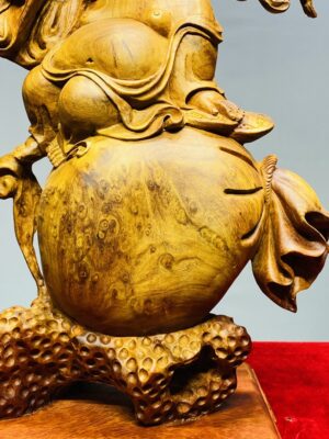 Di Lạc Vác Gậy Như Ý Ngồi Bao Tiền Gỗ Nu Hương