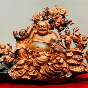 Di Lạc Vác Cành Đào Ngũ Tiểu Ngồi Bao Tiền Gỗ Trắc
