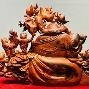 Di Lạc Vác Cành Đào Ngũ Tiểu Ngồi Bao Tiền Gỗ Trắc