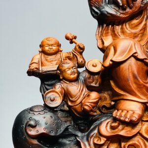 Di Lạc Vác Cành Đào Ngũ Tiểu Ngồi Bao Tiền Gỗ Trắc