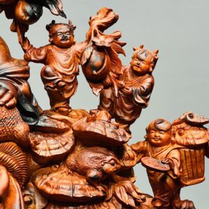 Di Lạc Vác Cành Đào Ngũ Tiểu Ngồi Bao Tiền Gỗ Trắc