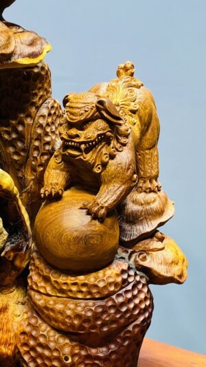 Di Lạc Tam Tiểu Vác Cành Đào Ngồi Bao Tiền Gỗ Nu Hương Ôm Đá