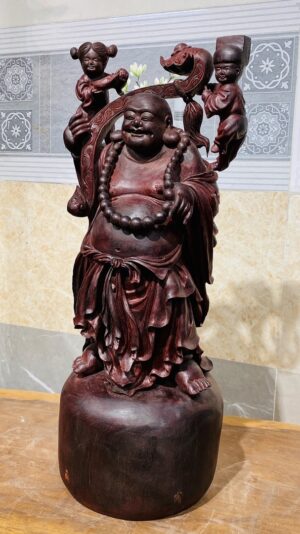 Di Lạc Nhị Tiểu Gánh Gậy Như Ý Gỗ Tử Đàn