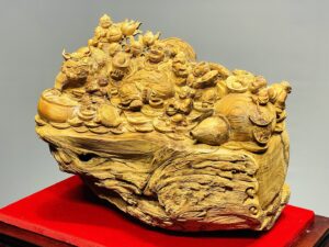 Di Lạc Vác Cành Đào Ngũ Tiểu Gỗ Hoàng Đàn