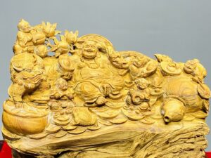 Di Lạc Vác Cành Đào Ngũ Tiểu Gỗ Hoàng Đàn