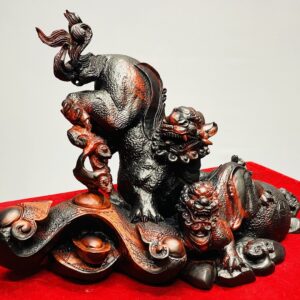 Song Nghê Cầu Gậy Như Ý Gỗ Trắc