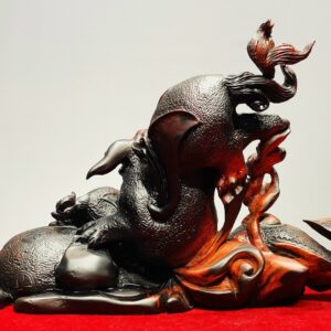 Song Nghê Cầu Gậy Như Ý Gỗ Trắc