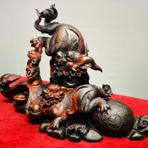 Song Nghê Cầu Gậy Như Ý Gỗ Trắc