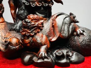 Song Nghê Cầu Gậy Như Ý Gỗ Trắc