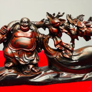 Di Lạc Vác Cành Đào Kéo Bao Tiền Gỗ Trắc