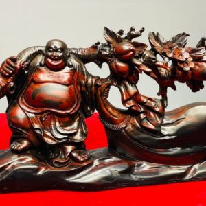 Di Lạc Vác Cành Đào Kéo Bao Tiền Gỗ Trắc