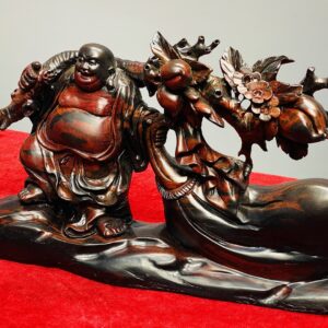 Di Lạc Vác Cành Đào Kéo Bao Tiền Gỗ Trắc