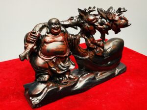 Di Lạc Vác Cành Đào Kéo Bao Tiền Gỗ Trắc