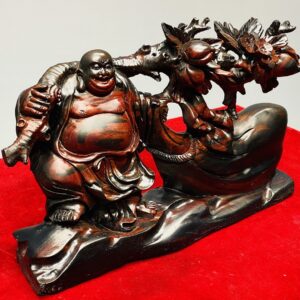 Di Lạc Vác Cành Đào Kéo Bao Tiền Gỗ Trắc