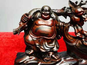 Di Lạc Vác Cành Đào Kéo Bao Tiền Gỗ Trắc