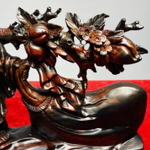 Di Lạc Vác Cành Đào Kéo Bao Tiền Gỗ Trắc