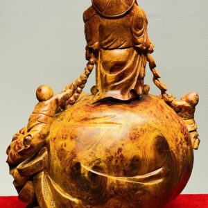 Di Lạc Vác Gậy Như Ý Tam Tiểu Đứng Bao Tiền Gỗ Nu Hương