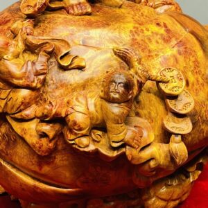 Di Lạc Vác Gậy Như Ý Tam Tiểu Đứng Bao Tiền Gỗ Nu Hương