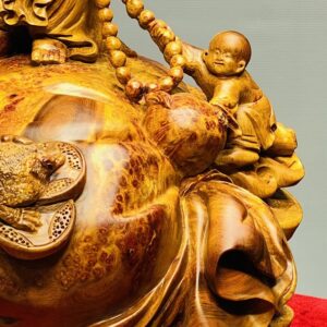 Di Lạc Vác Gậy Như Ý Tam Tiểu Đứng Bao Tiền Gỗ Nu Hương