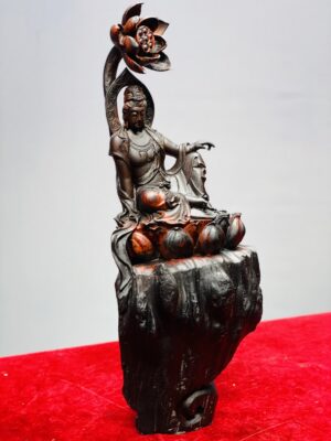Phật Bà Quan Âm Toạ Đài Sen Gỗ Trắc