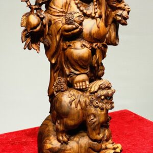 Di Lạc Vác Cành Đào Nhất Tiểu Đứng Bao Tiền Gỗ Sưa
