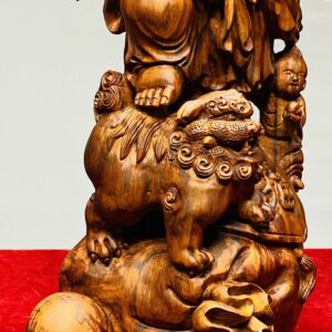 Di Lạc Vác Cành Đào Nhất Tiểu Đứng Bao Tiền Gỗ Sưa
