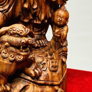 Di Lạc Vác Cành Đào Nhất Tiểu Đứng Bao Tiền Gỗ Sưa