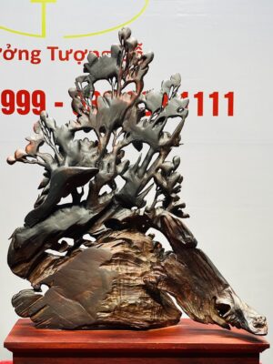 Đôi Chim Trĩ Hoa Mẫu Đơn Gỗ Trắc